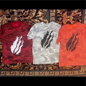 Set of 3 Preston Fire Flame Camo Merch sports t-shirts